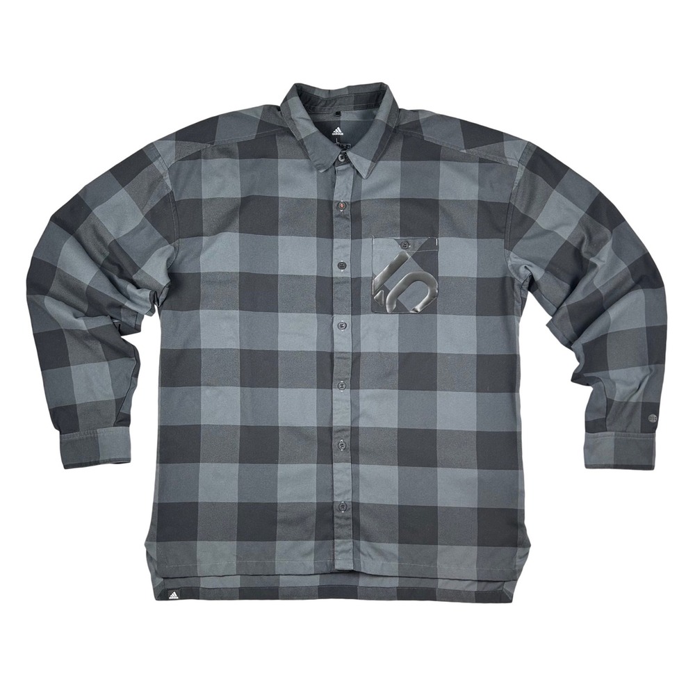 Adidas Golf Mens Grey Black Buffalo Plaid Flannel Shirt Long Sleeve HG1303 L